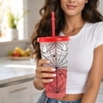thumbnail image 3 of Color Changing Halloween Tumbler with Web Pattern, 24Oz Red Cup with Lid and Straw for Halloween Party Favors, 3 of 6