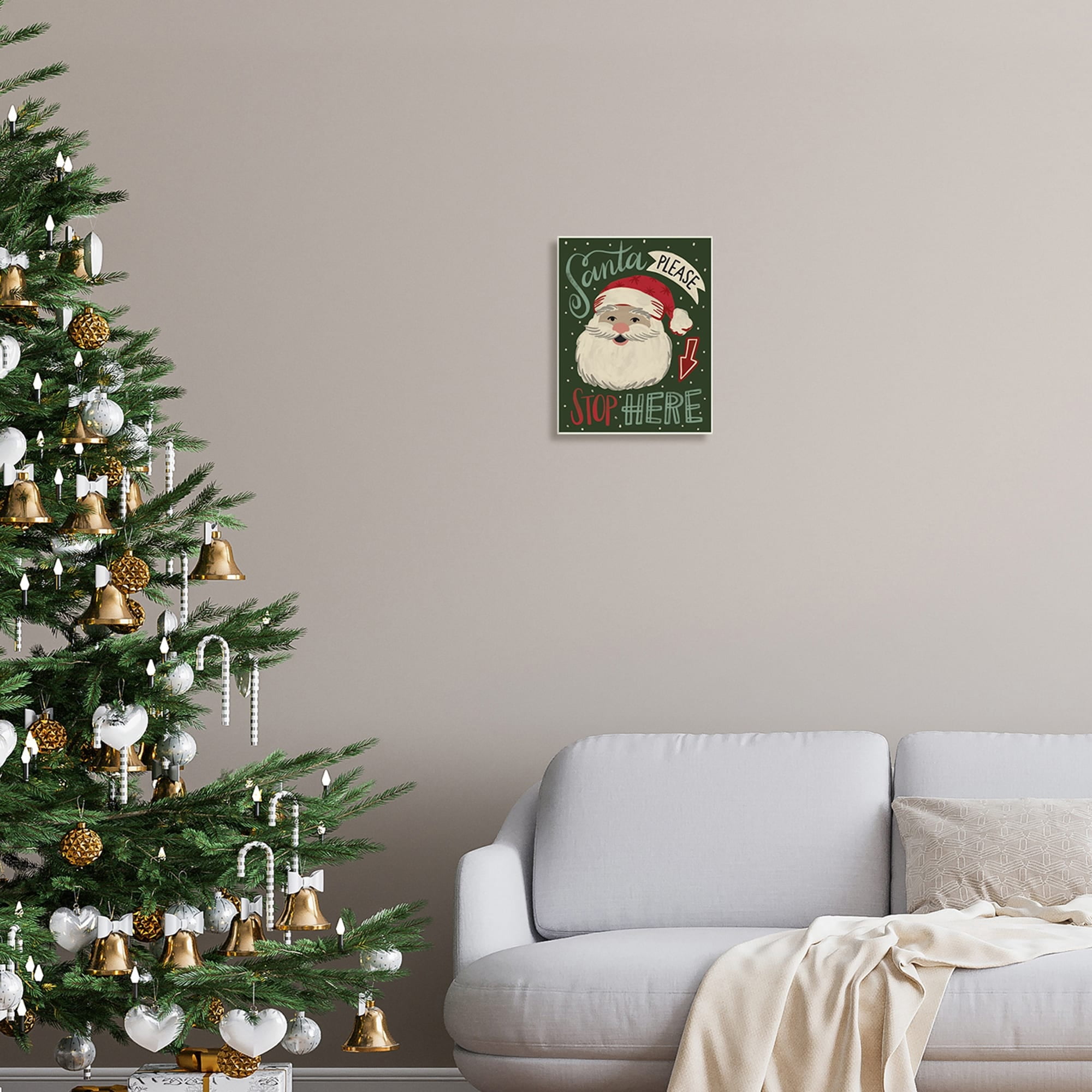Jovial Santa Claus Polka Dot Pattern Calligraphy Sign Holiday Graphic Art Unframed Art Print Wall Art