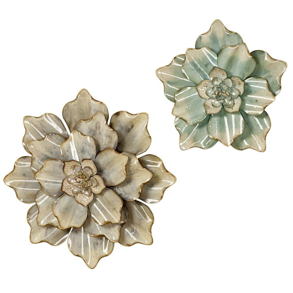 Fragrant Blooms Aqua Blue Floral Wall Art Set of 2
