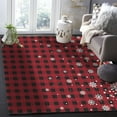 thumbnail image 6 of Christmas White Area Rug 4x6ft Snowflake Snow On Black and Red Plaid Non-Slip Washable Square Rugs Soft Felt Indoor Floor Mat for Bedroom Kitchen Living Room Bathroom, 6 of 8