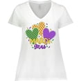 thumbnail image 3 of Inktastic Mardi Gras with Hearts and Patterns Women's Plus Size V-Neck T-Shirt, 3 of 5