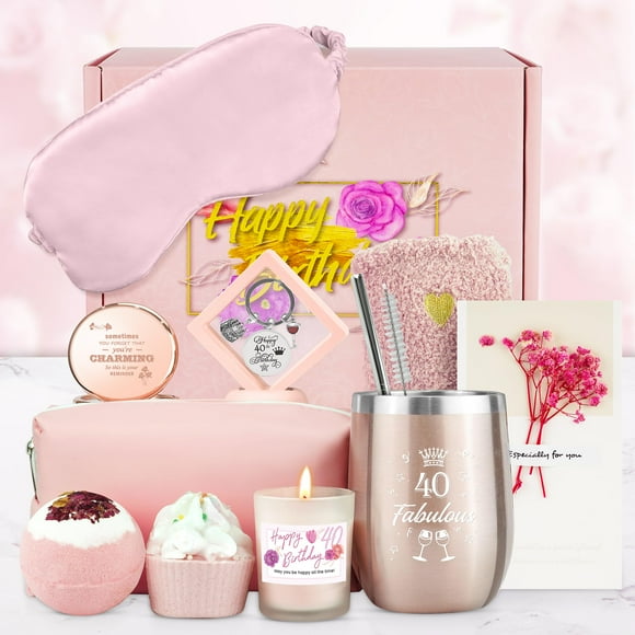 40th Birthday Gifts for Women, Happy Birthday Gifts Basket for Women, Novelty Coffee Mug Gift Set for Her, Unique Gift Set for Women Mom Best Friends Sister Wife Girlfriend Bestie Female Coworker