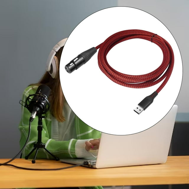 Cable de micrófono USB a XLR hembra, USB macho a XLR (3 pines) hembra, cable de audio mejorado para altavoz, portátil, amplificador, computadora 200 centímetros