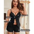 thumbnail image 4 of Pajama Set for Women PJS Sets Lace Cami Set Sleepwear Set with Shorts Lingerie Set V-Neck Nightwear, 4 of 6