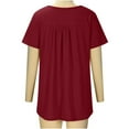 thumbnail image 5 of Aloohaidyvio Tops,Womens Summer Solid Color Round Neck Button Pleated Short Sleeve Tops, 5 of 5