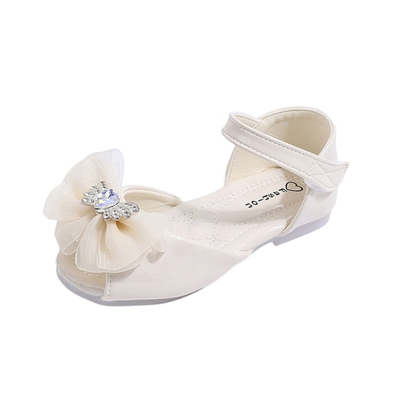 Splozh Dress Shoes Princess Shoes for Girls Summer Soft Sole Flower Girl Shoes Party Wedding Church Shoes Beige,US 7