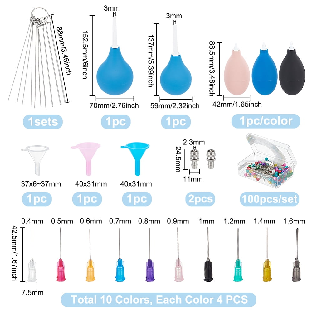 Ceramic Precision Glaze Applicator Tool Set Including Plastic Fluid Needle Dispense Tips 201 Stainless Steel Pin & Rubber Mini Air Dust Blower DIY