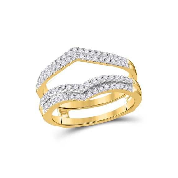 14kt Yellow Gold Womens Round Diamond Wedding Band Ring Guard Enhancer 1/2 Cttw