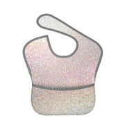 Bingfone Mess-Proof Baby Bib - Waterproof Bib For Baby Boy Or Girl With Food Catcher Pocket, Unisex-Glitter Light Pearl