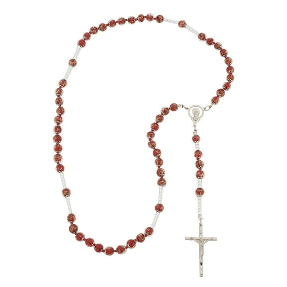 GlassOfVenice Murano Glass Sommerso Italian Rosary - Red