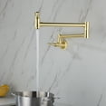 thumbnail image 4 of Pot Filler Kitchen Faucet Solid Brass Folding Wall Mount Stretchable Double Joint Swing Arm Single Hole 2 Handles Extending Arm 2.2GPM, 4 of 9