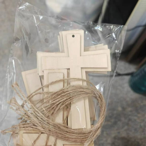 MRLESS 12 Pieces DIY Unpainted Wooden Cross Blanks for Kids' Creative Art Projects, Home Decor and Church Decoration Ornaments