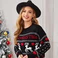 thumbnail image 5 of Suéter navideño de otoño e invierno para mujer, jersey holgado de cuello redondo con estampado de jacquard cervatillo, 5 of 5
