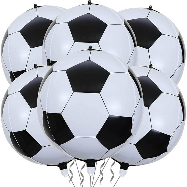 Yanonmyfd 6 Pack Giant 22 Inch Soccer Foil Balloons 4D Sephere Mylar Football Balloons Helium Metallic Balloons for Birthday Party Sports Themed World Cup Party Decorations,6pcs 22 Inch Soccer