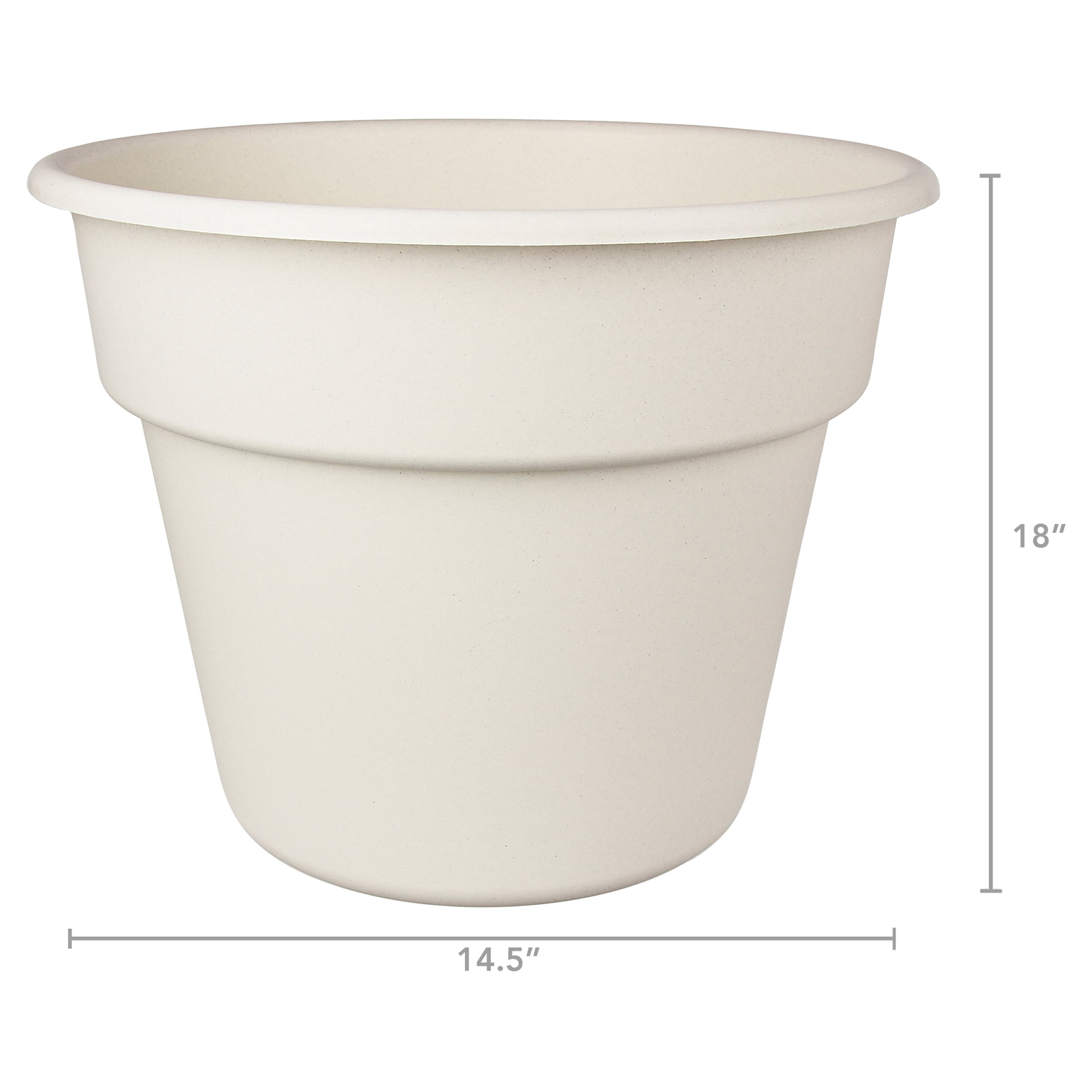 Mainstays Flint Round Resin Planter, Vanilla Dream, 14.13 in H x 18 in W x 14 in L