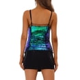 thumbnail image 3 of INSPIRE CHIC Women's Sequin Mesh Panel Sleeveless Clue Cami Top M Green, 3 of 7