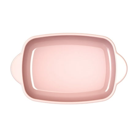 

Solid Color Baking Dishes For Oven Ceramic Shallow Oven Dish With Handle Porcelain Bakeware Kitchen Microwave Dish-Pink-a