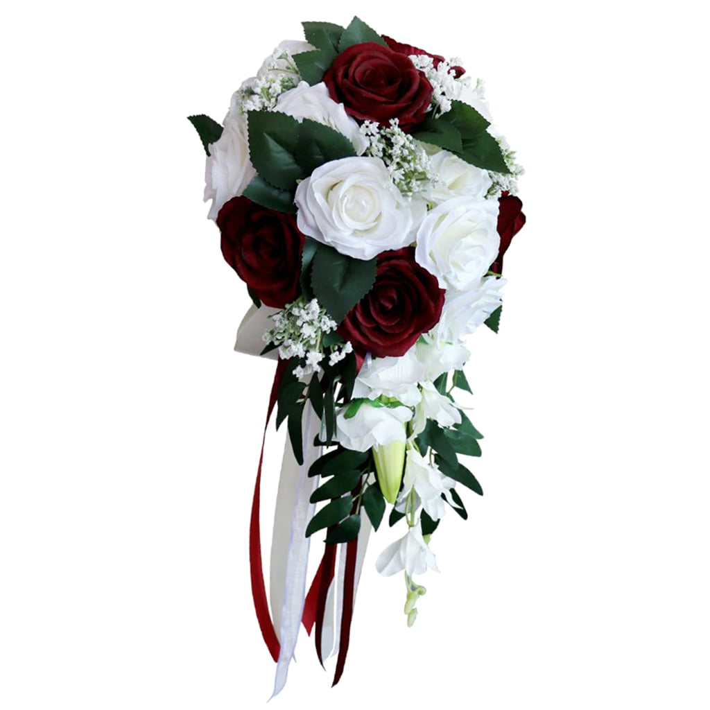 Gorgeous Handmade Waterfall Rose Peony Wedding Bridal Bouquet Bride Hand Flower