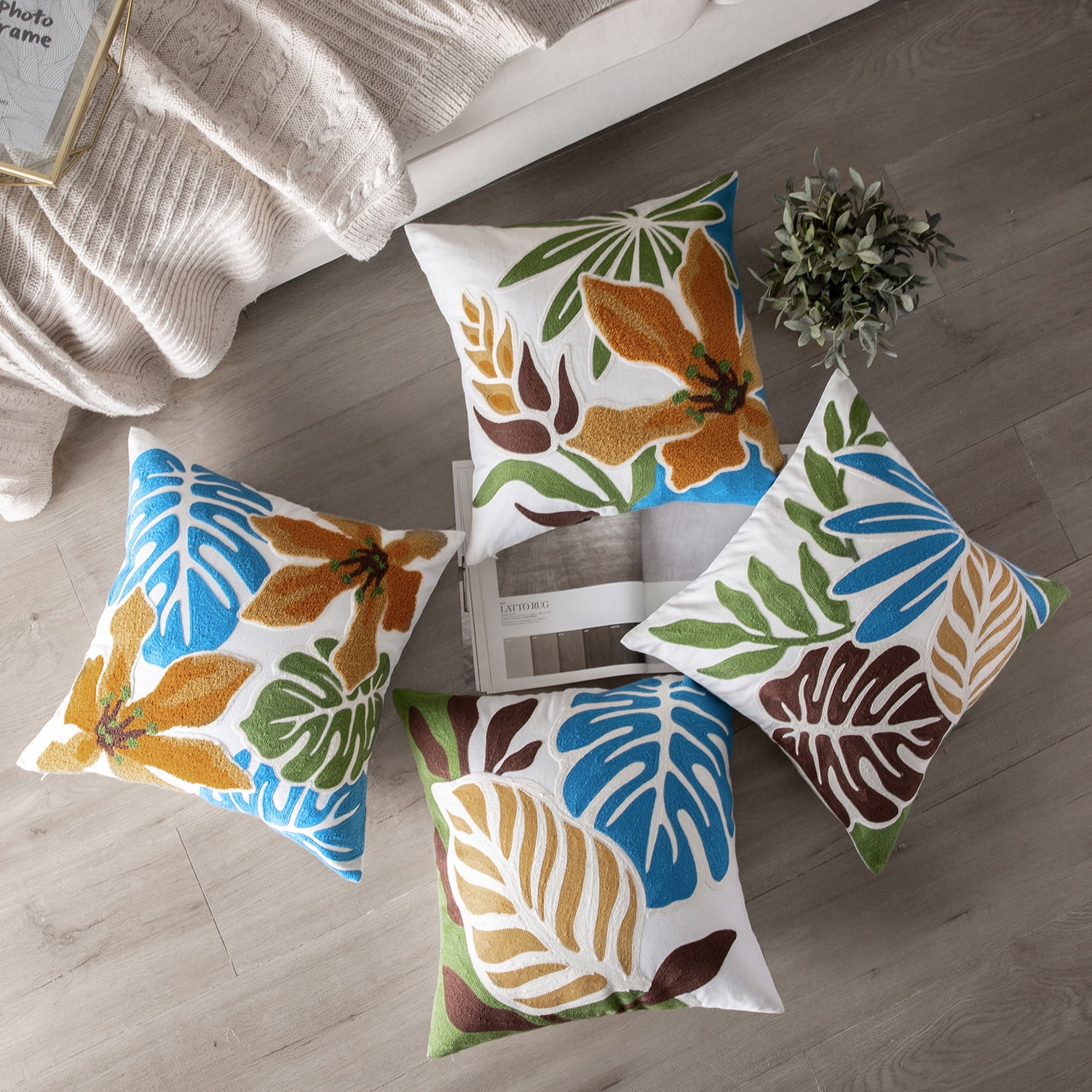 Holiday Deal Selection Phantoscope Cotton Embroidery Series Decorative Throw Pillow Cover, 18" x