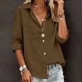 AHTJRT Cotton Linen Button Down Shirts for Women Lapel Collar Long — free download