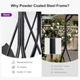 thumbnail image 4 of PURPLE LEAF Porch Swing with Adjustable Tilt Canopy 2-Seat Patio Swing with Stand and Meatl Steel Frame All-Weather Outdoor Swing Chair Seat for Backyard Garden Deck Balcony, Grey, 4 of 9