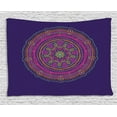 thumbnail image 1 of Yoga Tapestry, Ethnic Ornament Mandala Round on Purple Background Bohemian Hippie Mystical Motif, Wall Hanging for Bedroom Living Room Dorm Decor, 80W X 60L Inches, Multicolor, by Ambesonne, 1 of 2