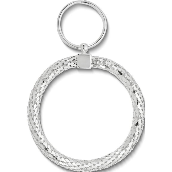 Fashion Large Round Silver-Tone Mesh Keychain Made In China gm12341