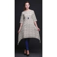 thumbnail image 4 of Bimba Blue Geometric Shibori Printed Asymmetrical Kurti Tops For Women Indian Summer Dress Tunic XXX-Large, 4 of 6