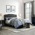 thumbnail image 3 of Modern Contemporary Urban Design Bedroom Queen Size Platform Bed Frame, Fabric, Grey Gray, Box Spring Required, 3 of 5