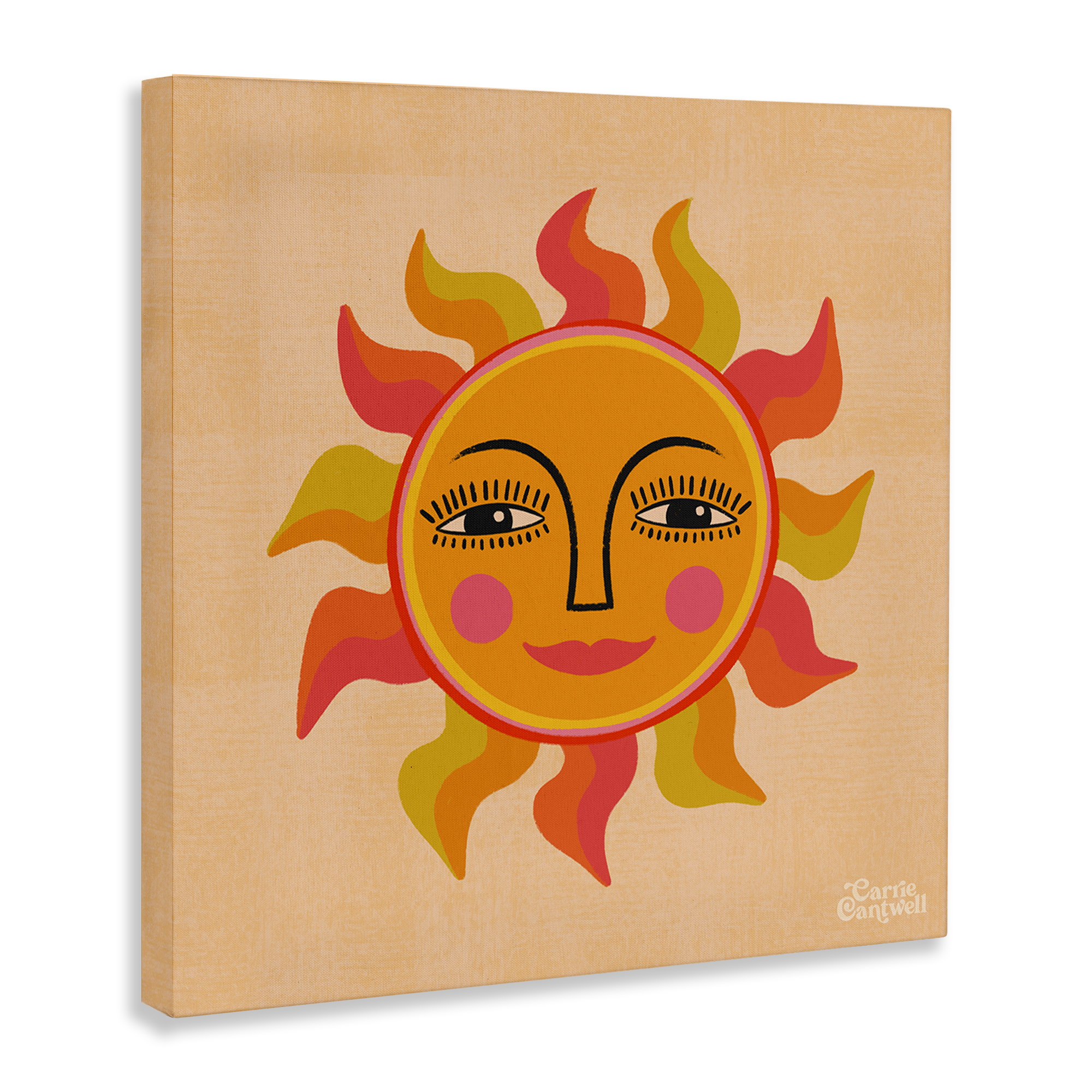 Stupell Industries Retro Boho Sun Landscape & Nature Painting Wrapped Canvas Art Print Wall Art, 17 x 17