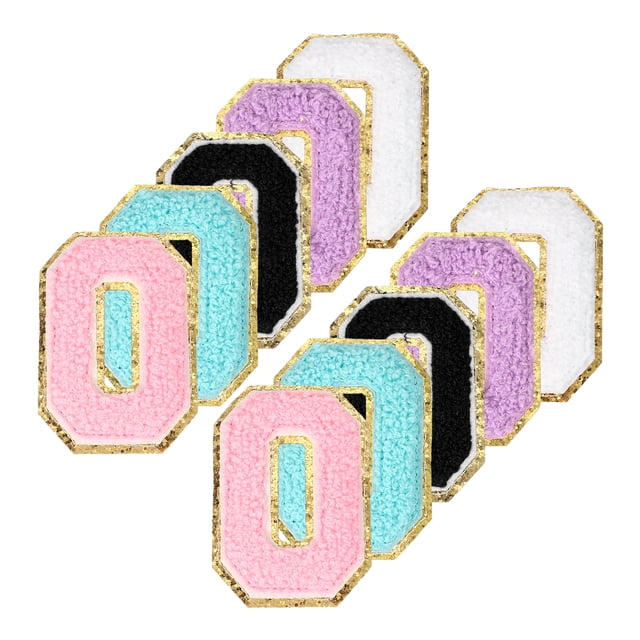 Parche de número Uxcell Chenille, 10 piezas, parche de número planchado, número 0
