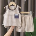 thumbnail image 2 of KPOPLK Toddler Boys Clothes for Baby Boy Summer Outfits Sleeveless Tank Top and Shorts Set(18-24 Months,Blue), 2 of 5