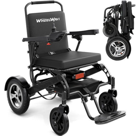 Foldable Electric Wheelchair for Adults, Lightweight Aluminum Frame, 15 Mile Range, Airline Approved