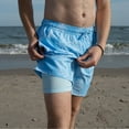 thumbnail image 2 of Mens Swim Trunks with Compression Liner Anti Chafing 7 inch inseam Stretch Quick Dry Swim Shorts with Phone Pocket, 2 of 5