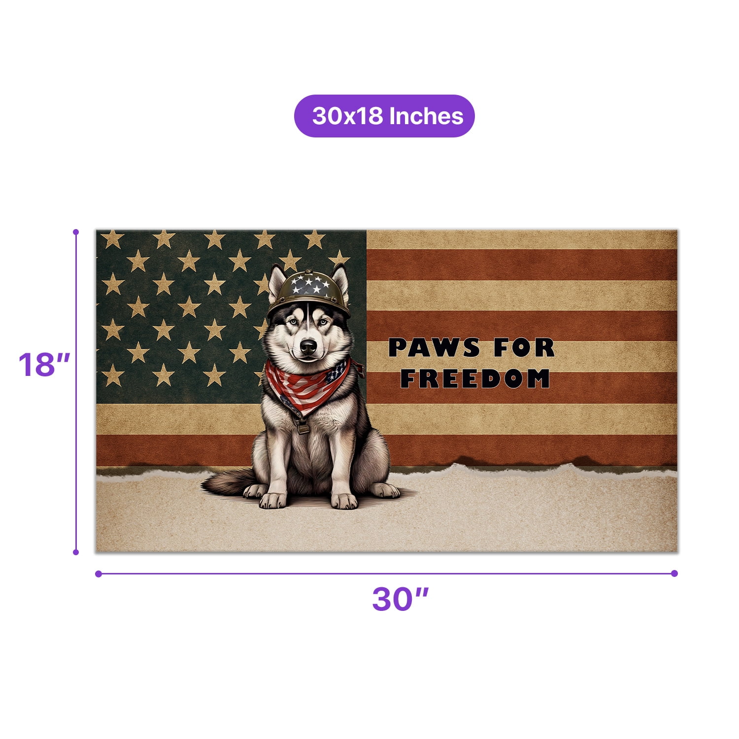Freedom Paws Patriotic Siberian Husky Vintage Memorial Day Doormat Husky Dog Lover Gifts Indoor Outdoor Welcome Mat - 12006