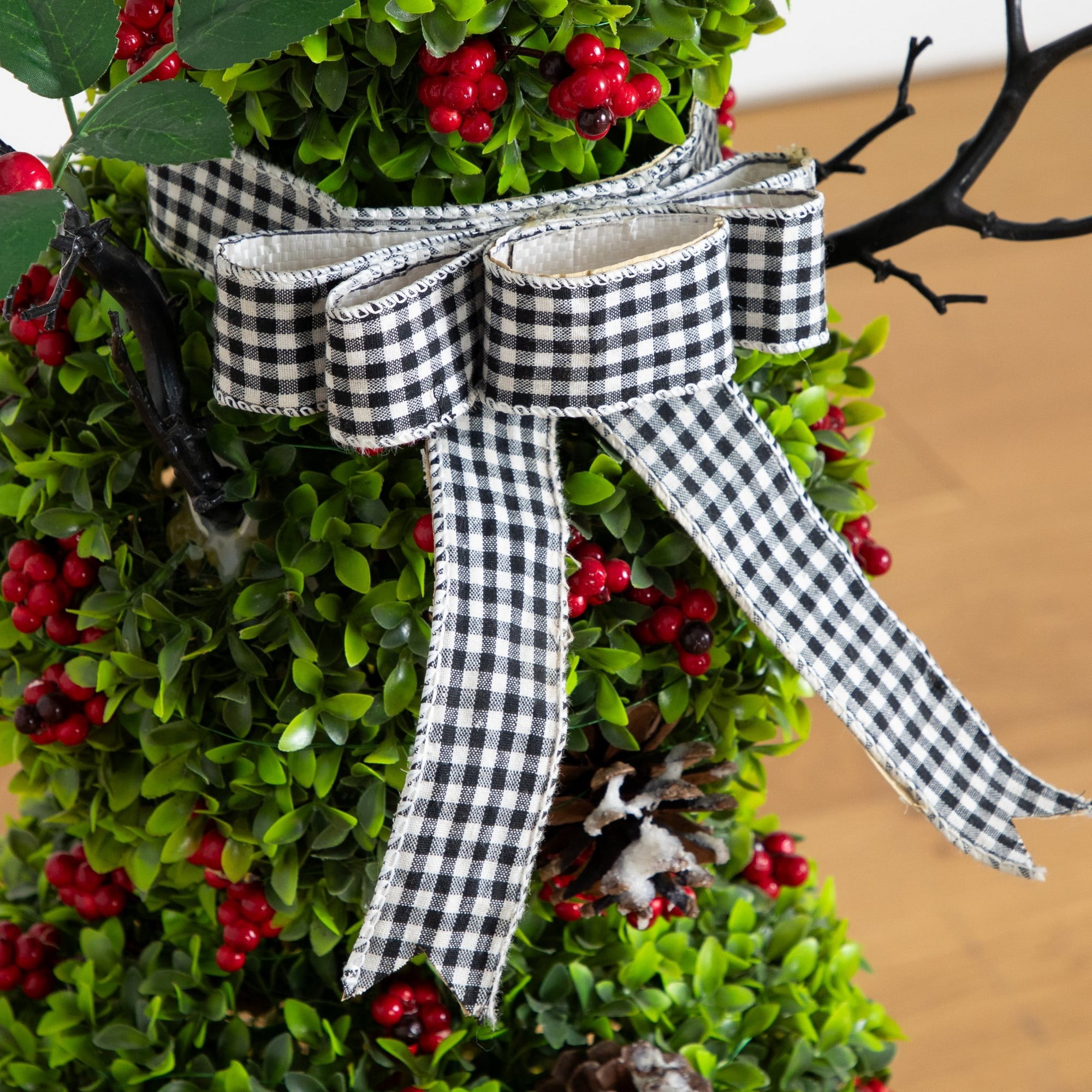 42in. Pre-Lit Artificial Christmas Boxwood Snowman Topiary Tree with 45 LED Lights in Decorative Planter
