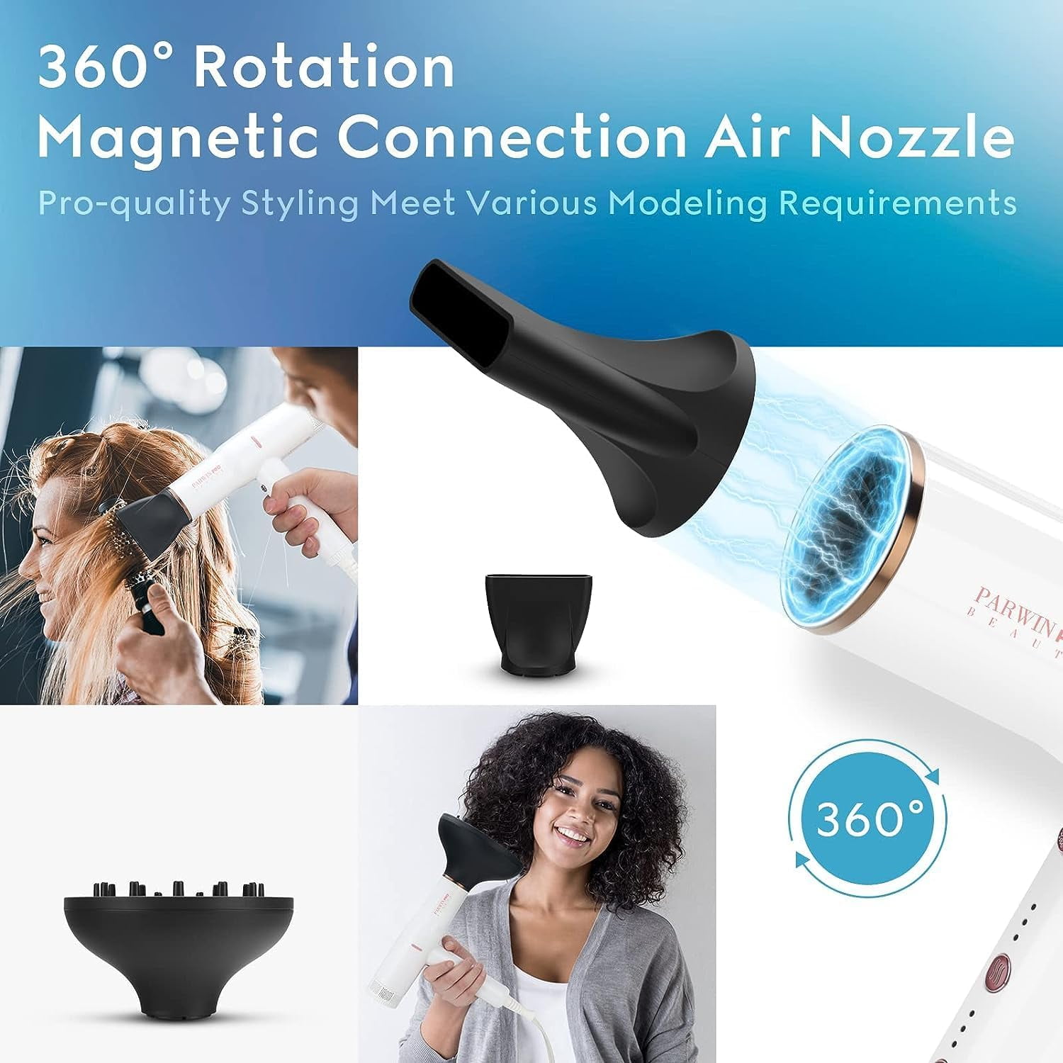Hair Dryer with Diffuser, IG INGLAM Professional 110,000 RPM High Speed Brushless Motor Negative Ion , 3 Heat Settings 3 Speeds Powerful Blow Dryer