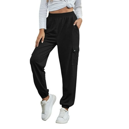 

Dadaria Sweatpants Women Baggy Aesthetic Active Bind Pure color Home leisure Pants Black XXL Female