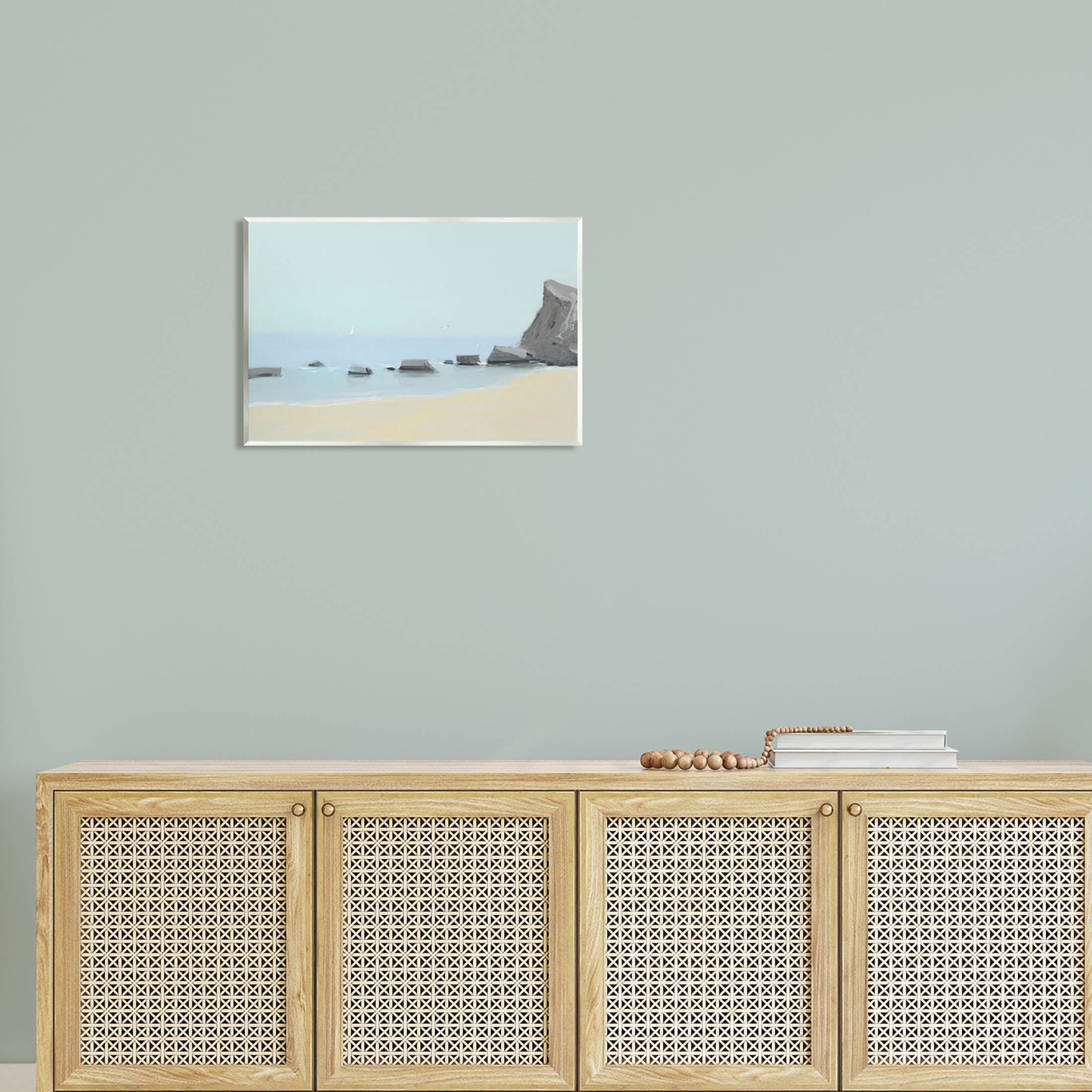 Calm Beach Shore Rocks Coastal Graphic Art Unframed Art Print Wall Art