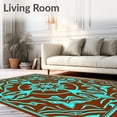 thumbnail image 2 of ODIKA 5'x7' Machine Washable Non-Slip Area Rug, Symmetrical Sunburst Design with Wave and Leaf Details High Traffic Rug with Pad, Brown, 708014, 2 of 8