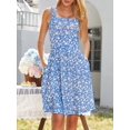thumbnail image 2 of SOMER Women’s Summer Dresses Midi Sundress Square Neck with Pocket Sleeveless Boho High Waist A-Line Flowy Dress Casual Beach Vacation Blue Floral 2XL, 2 of 7