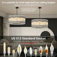 thumbnail image 4 of 37" Modern Black Round Chandelier,2-Tier 8-Light Water Ripple Crystal Glass Chandeliers,for Dining Room,Living Room,Bedroom,High Ceiling,Foyer Entryway,Luxury Chandelier, 4 of 9