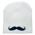 thumbnail image 5 of Mustache Embroidered Short Beanie - White OSFM, 5 of 5