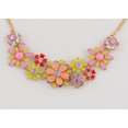 thumbnail image 3 of Cluster Flower Necklace Boho Enamel Sparkle Chunky Crystal Party Holiday Jewelry for Women, Multicolor-1, 3 of 5