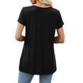 thumbnail image 3 of Womens Summer Outfits, Shirts for Women, Trendy Women's Slim Fit V Neck Casual Top Short Sleeve Blouse Stylish Tee for Everyday Wear, 3 of 8