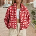thumbnail image 4 of Jackets For Women Causal Sherpa Fall Jacket Loose Button Down Plaid Winter Coats, 4 of 5