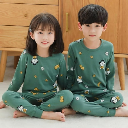 

Unisex Boys and Girls Thermal Underwear Set Green Banana Monkey - 140 yards
