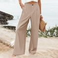 thumbnail image 2 of EDFBUYKRS Female Women Pants Casual Womens Tall Pants 35 Inseam Women Fashion Elastic Waist Wide Leg Pants for Elastic Waist Loose Comfy Casual Pants Pockets Pants L, 2 of 8