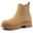 Light Brown, variant on Rexoro Women's Chelsea Boots Chunky Heel Lug Sole Ankle Boots Elastic Side Slip-on Fashion Booties Black PU 8