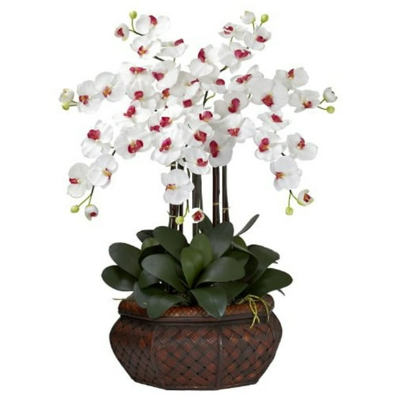 Nearly Natural Large Phalaenopsis Silk Flower Arrangement, White